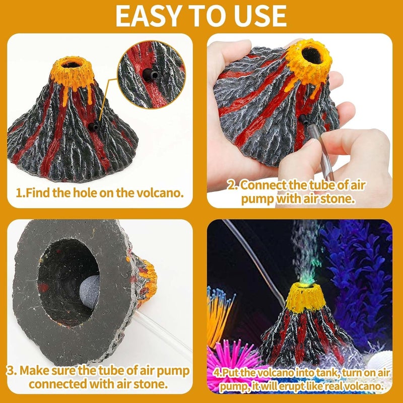 Moonorange Aquarium Air Bubbler Decoration, Realistic Volcano Ornament for Aquarium Fish Tank (Volcano-S) - Image 3